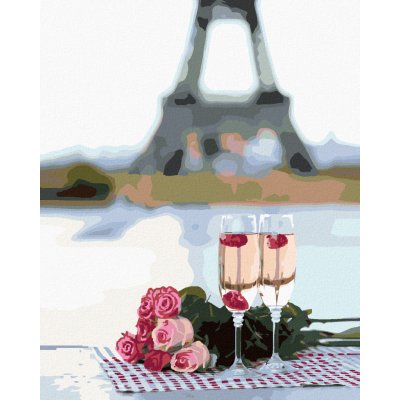 Zuty Malování podle čísel SKLENIČKY A RŮŽE V PAŘÍŽI A EIFFELOVA VĚŽ 2 – Zboží Mobilmania