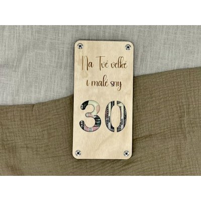 Dřevěný obrázek na darování peněz k narozeninám Číslovka: 25 – Zboží Dáma