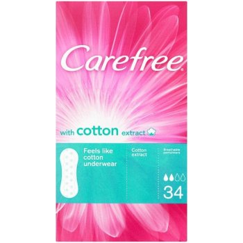 Carefree slipové vložky s výtažkem z bavlny Cotton 34 ks