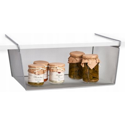 Zeller Present Kovový závěsný přídavný koš pod polici, šedá mřížka 42,5 x 26 x 19cm – Zboží Dáma