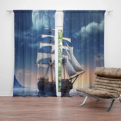 Sablio Závěs Plachetnice mezi horami: 2ks 140x250cm – Hledejceny.cz