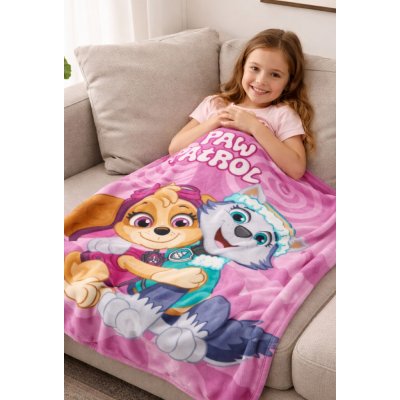 Carbotex Dětská deka TLAPKOVÁ PATROLA Skye a Everest růžová polar – Zboží Mobilmania