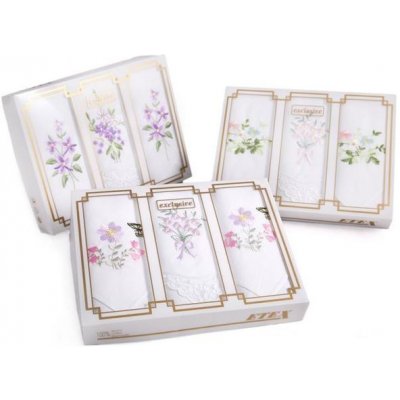 Etex Kapesník dámský L25, VÝŠIVKA, dárkové balení 3 ks – Zboží Dáma