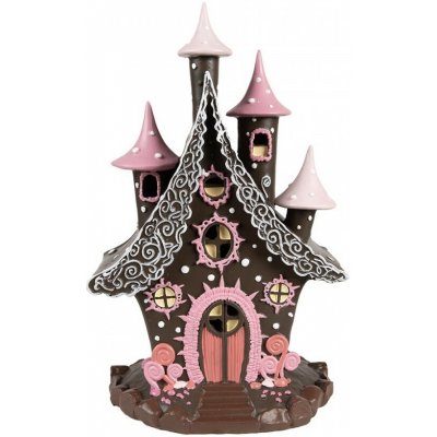 Hnědo-růžová svítící perníková chaloupka Gingerbread House - 16*13*26 cm / 3*AA - Clayre & Eef – Hledejceny.cz