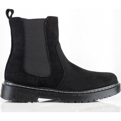 Semišové kotníkové boty s kožíškem lt220b černé – Zboží Mobilmania