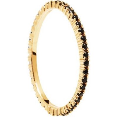 PD Paola Minimalistický pozlacený prsten s černými zirkony Black Essential Gold AN01 348