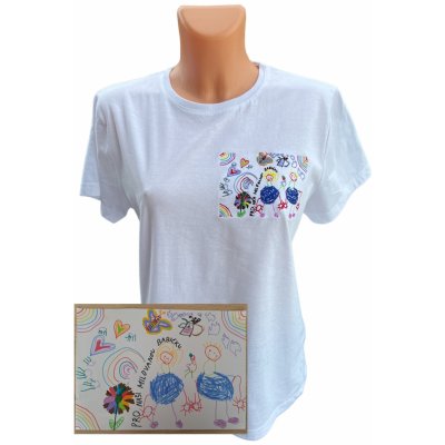 Dámské tričko s výšivkou z kresby vašeho dítěte 1.Bílá – Zboží Dáma