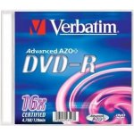 Verbatim DVD-R 4,7GB 16x, AZO, slimbox, 1ks (43547) – Hledejceny.cz