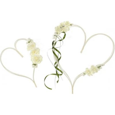 PartyDeco PartyDeco Svatební dekorace na auto - srdíčka s kvítky 2 ks – Zboží Dáma