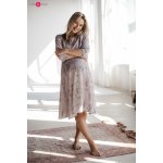 Těhotenské kojící šaty Lovely Midi Dress Grey with Flowers – Zboží Dáma