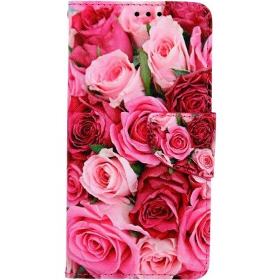 Pouzdro TopQ iPhone 11 knížkové Růžové růžičky