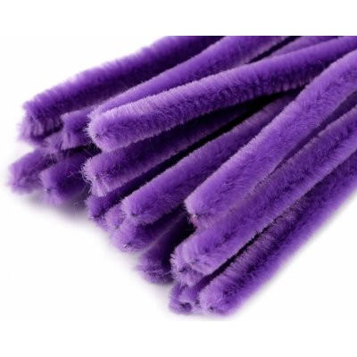 Chlupatý modelovací drát 160281/30, jednobarevná fialová tmavá, průměr 6mm, délka 30cm, (1 balení, 20 kusů) – Zboží Dáma