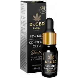 Dr. CBD 15% CBD konopný olej Forte s černým pepřem a rozmarýnem 10 ml