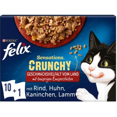 Felix Sensations Crunchy v želé s křupavými kousky výběr z venkova 10 x 85 g – Zboží Mobilmania