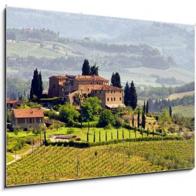 Obraz 1D - 100 x 70 cm - Toskana Weingut - Tuscany vineyard 03 Toskánské vinařství