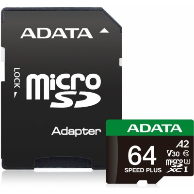 Adata 64GB MicroSDXC UD64GUI3V30A2SP-RA1 – Zboží Živě