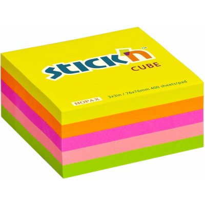 Hopax Stick'n Cube samolepicí bloček 76 x 76 mm, neon mix, 400 lístků – Hledejceny.cz