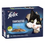 Felix Fantastic s lososem platýsem tuňákem a treskou v želé 12 x 85 g – Sleviste.cz