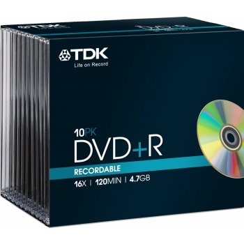 TDK DVD+R 4,7GB 16x, slim box 10ks (T19447)