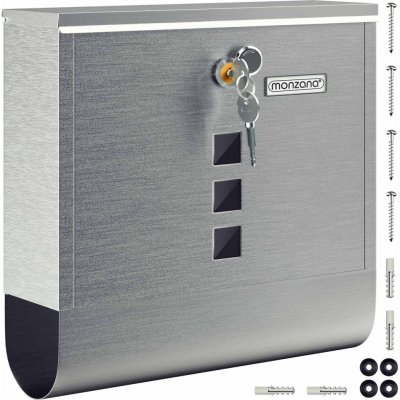 MONZANA® Poštovní schránka křížový zámek s měděnou uzamykací vložkou otočný kryt 31x10x34 cm průhledové okénko jmenovka přihrádka na noviny snadná montáž nerezová ocel 2 klíče poštovní schránka stříbr – Hledejceny.cz