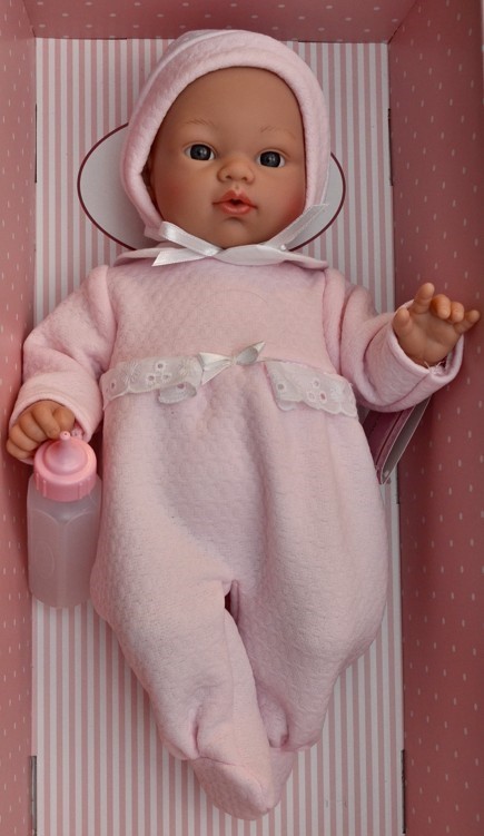 ASIVIL Realistické miminko holčička KOKE v růžovém overalu