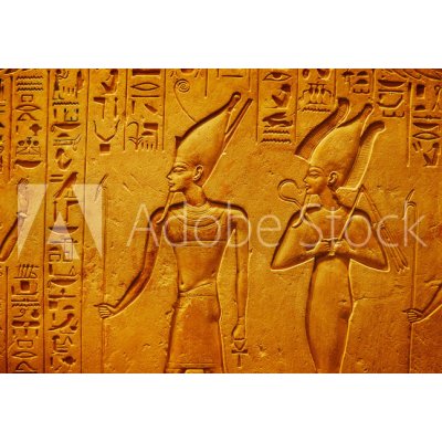 WEBLUX 334138862 Fototapeta plátno Ancient Egypt hieroglyphics with pharaoh and ankh Starověké egyptské hieroglyfy s faraonem a ankh rozměry 174 x 120 cm – Zboží Mobilmania