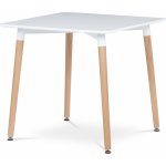 Autronic Jídelní stůl 80x80x74 cm MDF / kovová kostrukce - bílý matný lak dřevěné nohy – Sleviste.cz