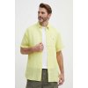 Pánská Košile Tommy Hilfiger lněná košile regular s límečkem button-down MW0MW35207 žlutá