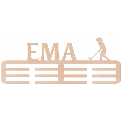 ČistéDřevo Dřevěný věšák na medaile florbal Zvolte Žena – Zboží Dáma