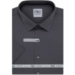 AMJ pánská bavlněná košile krátký rukáv regular fit VKBR1361 puntíky a čárky cik-cak šedá