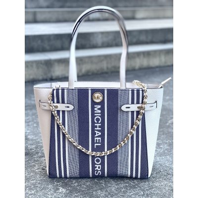 carmen large striped jacquard and leather tote bag