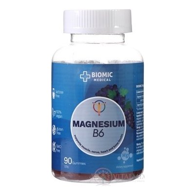 Biomic Magnesium + vitamín B6 gummies hroznová příchuť 90 bonbónů – Hledejceny.cz