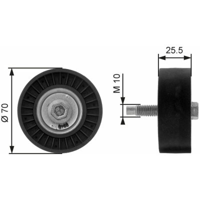 Vratná/vodicí kladka, klínový žebrový řemen GATES T36199 – Zboží Mobilmania