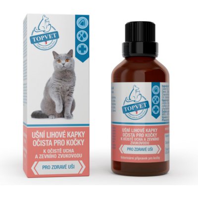 Topvet for Pets ušní kapky pro kočky prevent lihové, 50 ml
