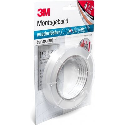 3M 4658 snímatelná montážní páska, oboustranná montážní páska pro vnitřní i venkovní aplikace, 19 m – Zboží Mobilmania