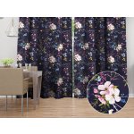 Biante Bavlněný závěs Sandra SA-557 Modro-růžové kvítí na tmavě modrém 150x140 cm – Hledejceny.cz