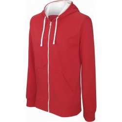Kariban mikina s kontrastní kapucí Contrast Hooded Sweatshirt Red/White