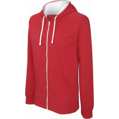 Kariban mikina s kontrastní kapucí Contrast Hooded Sweatshirt Red/White – Zboží Mobilmania