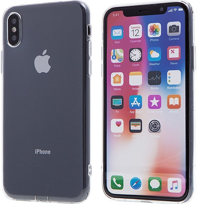 Pouzdro AppleMix Apple iPhone X - antiprachová záslepka - gumové - čiré