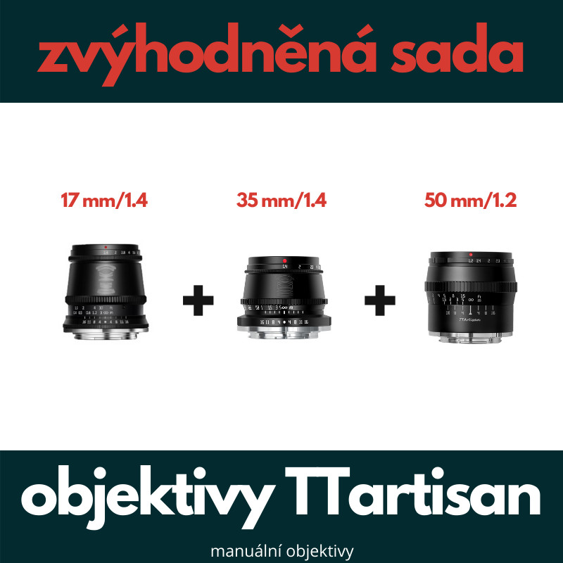 TTArtisan Titanium Lens Set Fujifilm X: MF 17mm/1.4, MF 35mm/1.4, MF 50mm/1.2 (limitovaná edice)