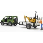 Bruder 2593 Land Defender s přívěsem a JCB mikrobagrem – Zboží Mobilmania