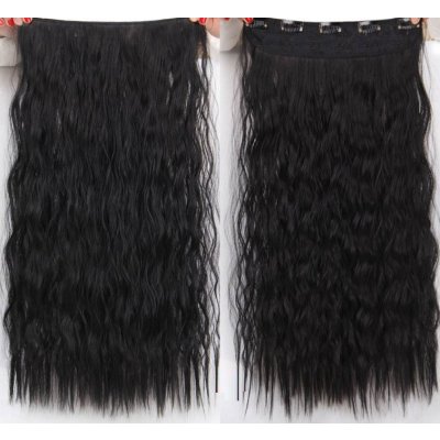 Vlasy clip in 130 g - černé vlasové příčesky vlnité 55 cm – Zboží Mobilmania