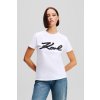 Dámská Trička KARL LAGERFELD BOUCLE KARL SIGNATURE T-SHIRT BLACK TEXTURED LTHR