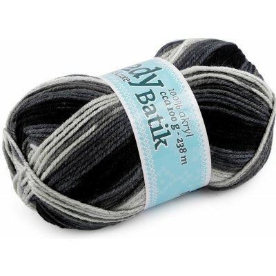 Pletací příze Lady Batik de Luxe 100 g - 4 (604) šedá černá – Hledejceny.cz