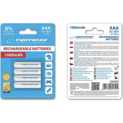 ESPERANZA dobíjecí baterie Ni-MH AAA 1000 mAh 4 ks – bílé – Zboží Živě