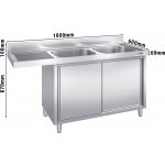 G.Gastro Dřezová skříňka k myčce - 1800x600 mm - s 2 dřezy vpravo - 13213 – Zboží Dáma