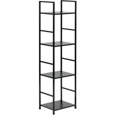 ModernHome CWJ3024112L Dřevěný regál s kovovým rámem a 4 policemi, černý – Zboží Mobilmania