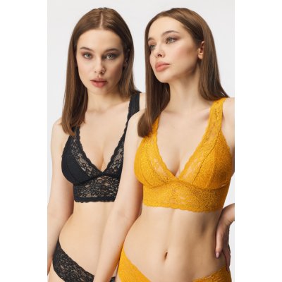 Dorina 2pack podprsenka Lana bralette žlutočerná – Zboží Mobilmania