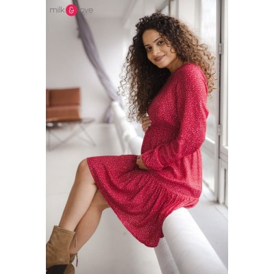 Lovely Dress těhotenské kojící šaty dl.rukáv red – Zboží Dáma