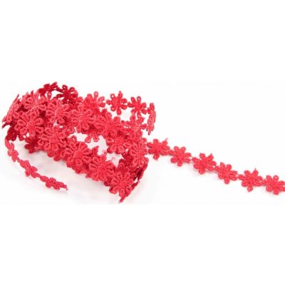 Vzdušná krajka kytička - červená - šířka 1,3 cm – Zboží Mobilmania